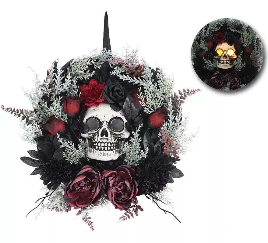 Corona de Calavera Halloween con Luz y Sonido