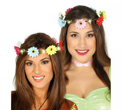 Coroa de flores multicoloridas e claras