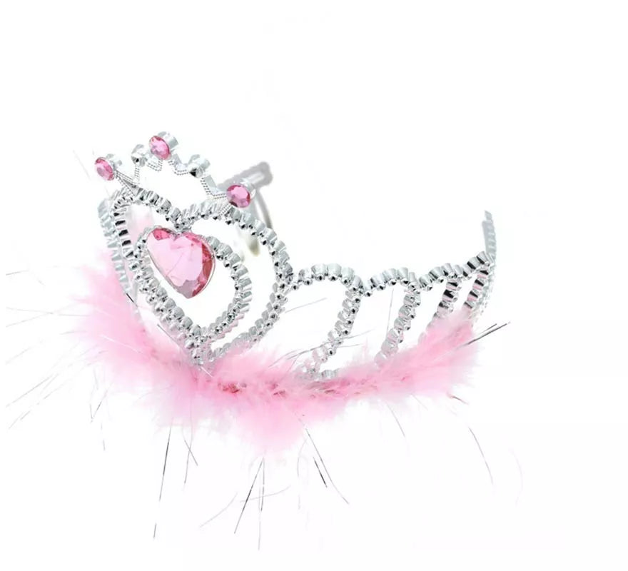 Translation missing: pt-PT.Corona Princesa Corazón rosa con plumas