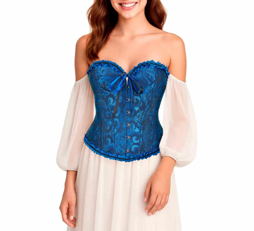 Translation missing: pt-PT.Corset Jacquard azul con Lazo para mujer