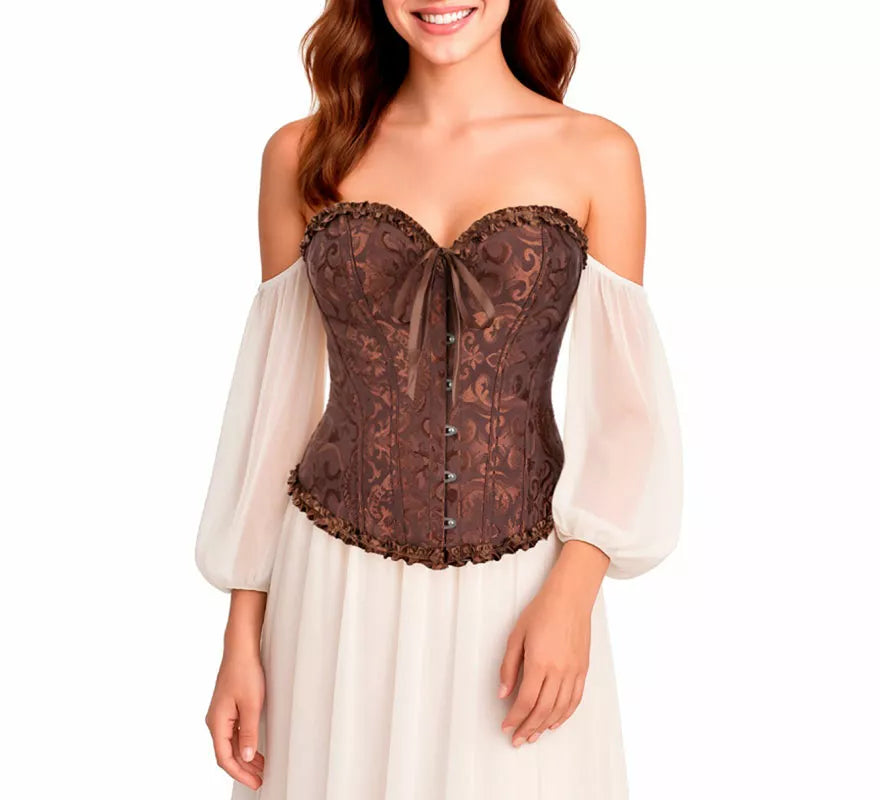 Translation missing: pt-PT.Corset Jacquard marrón con Lazo para mujer