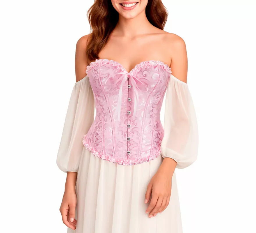 Translation missing: pt-PT.Corset Jacquard rosa con Lazo para mujer