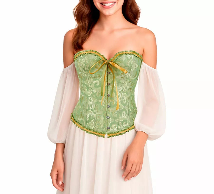 Translation missing: pt-PT.Corset Jacquard verde con Lazo para mujer