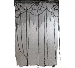 Cortina com teias de aranha e caveiras 160 x 200 cm