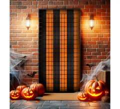 Cortina de Halloween xadrez preta e laranja de 1x2 m