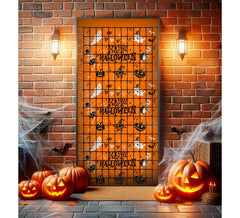 Cortina de Halloween com fantasmas xadrez de 1x2 m