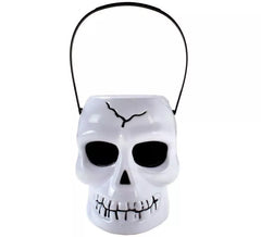 Cubo Calavera branco com alça de 12x14x16 cm