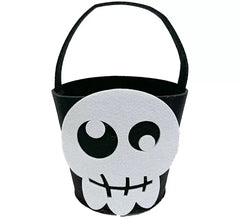 Cubo de caveira de feltro preto e branco 20x18x18,50 cm