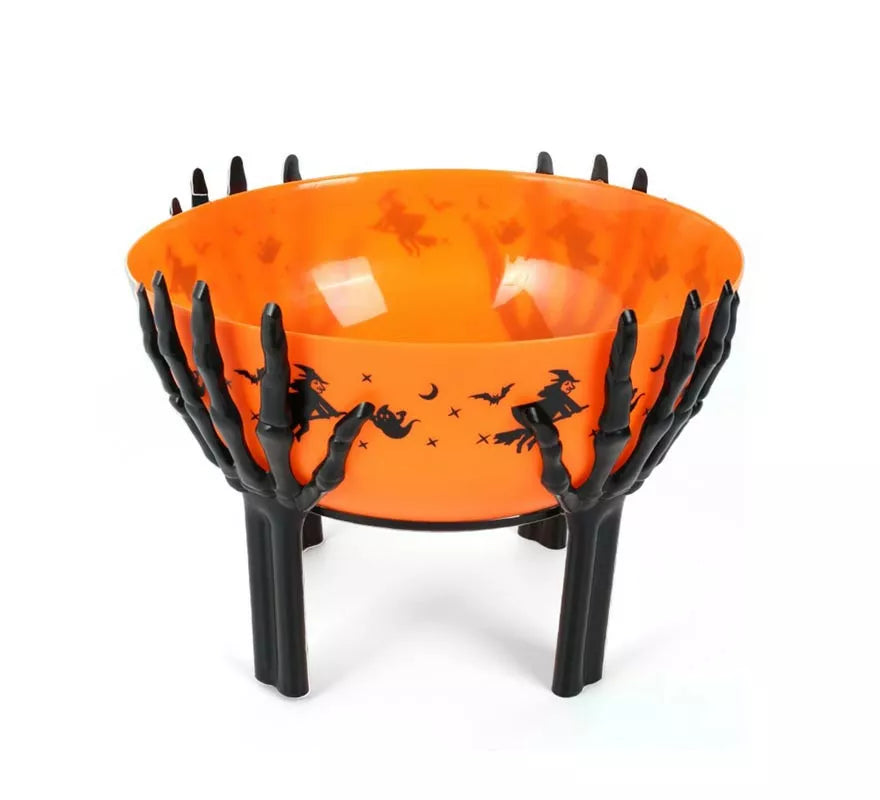 Translation missing: pt-PT.Cuenco naranja con base de brazos esqueleto de 26x18 cm