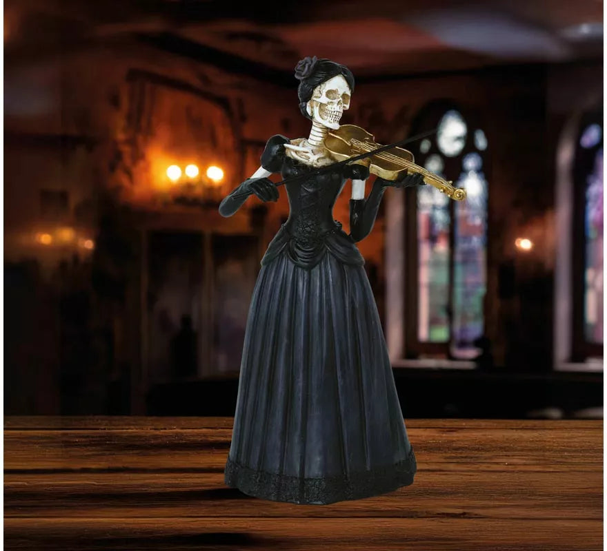 Translation missing: pt-PT.Dama Esqueleto con Violín de Resina de 26x15 cm