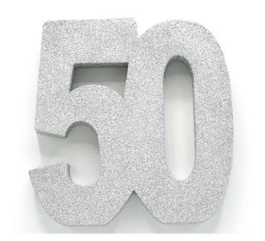 Decoración de Mesa Número 50 Color Plata