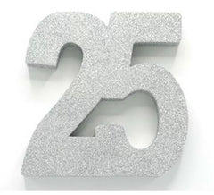 Decoração para mesa Número 25 Prata de ESPUMA de 202x205x30 mm
