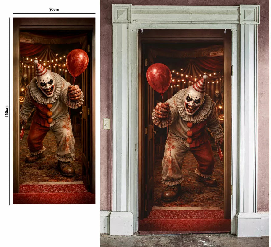 Decoración Puerta Payaso Asesino de 80x180 cm