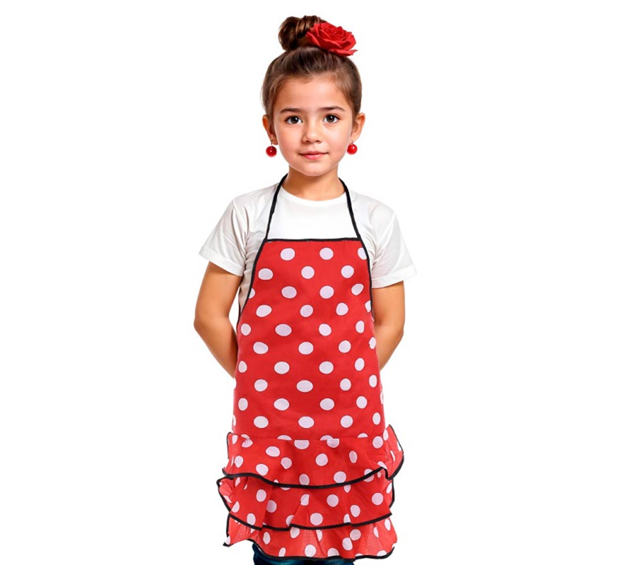 Translation missing: pt-PT.Delantal de Flamenca con lunares blancos infantil
