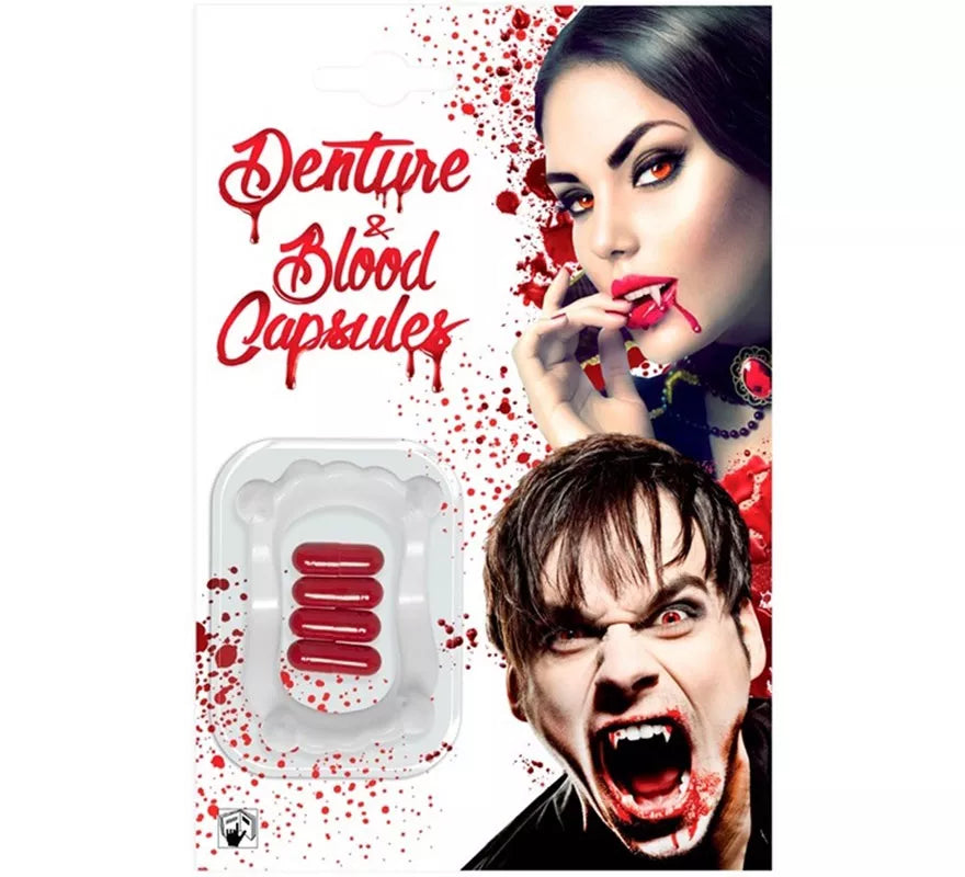 Translation missing: pt-PT.Dentadura de Vampiro con 4 Capsulas de Sangre
