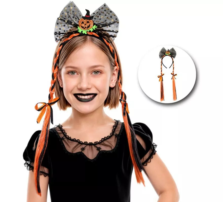 Translation missing: pt-PT.Diadema Calabaza con Dos Trenzas Infantil