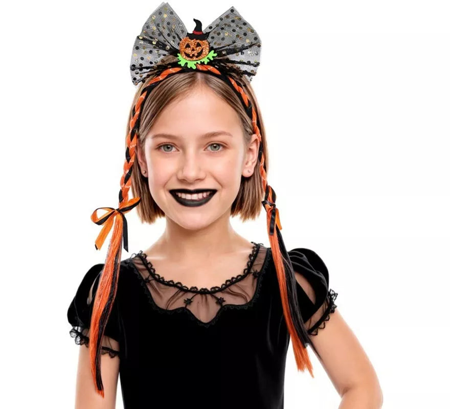 Translation missing: pt-PT.Diadema Calabaza con Dos Trenzas Infantil