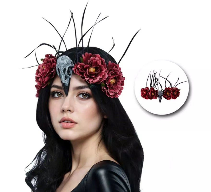 Translation missing: pt-PT.Diadema Calavera y Pluma de Pájaro