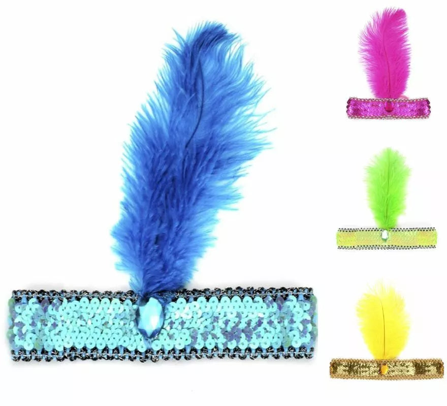 Translation missing: pt-PT.Diadema Charlestón con Pluma y Lentejuelas en varios colores