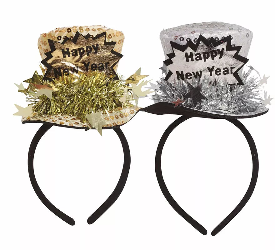 Translation missing: pt-PT.Diadema Chistera 'Happy New Year' Plata y Oro Surtidos