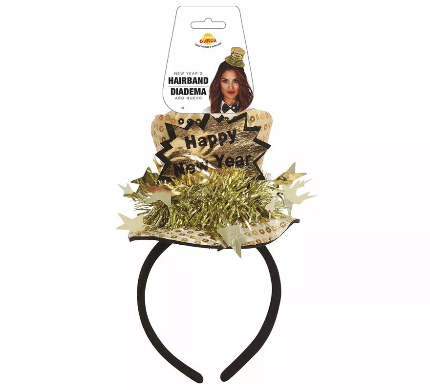 Translation missing: pt-PT.Diadema Chistera 'Happy New Year' Plata y Oro Surtidos