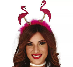 Diadema com 2 flamingos e marabu