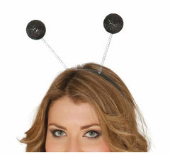 Diadema com antenas e bolas de gelo em várias cores