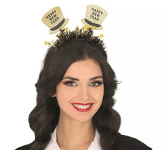 Tiara com chapéus dourados de Ano Novo