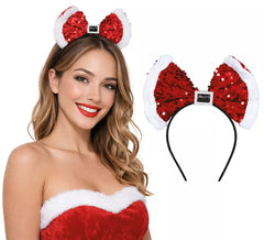 Bandolete com Laço Mãe Natal e Lantejoulas