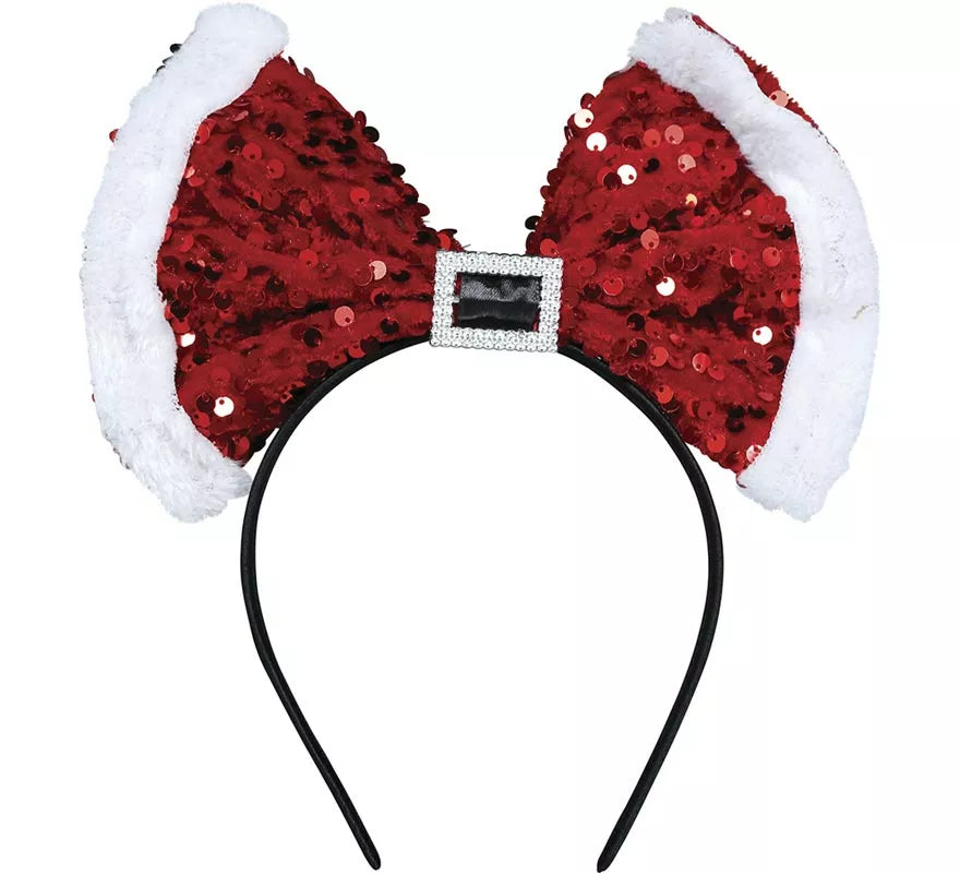 Translation missing: pt-PT.Diadema con Lazo de Mamá Noel y Lentejuelas