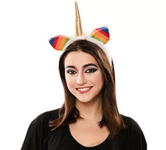 Diadema com orelhas e chifre de unicórnio