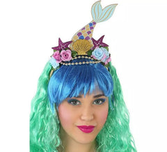 Diadema com sereia e estrelas