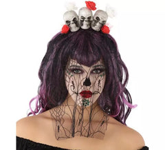 Diadema com Véu do Dia dos Mortos