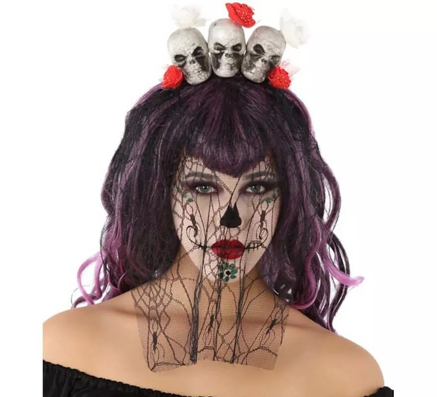 Translation missing: pt-PT.Diadema con Velo del Día de los Muertos