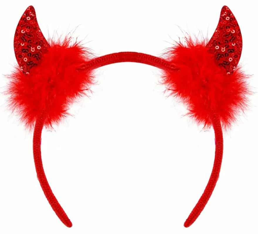 Diadema Cuernos Diablesa con Lentejuelas en varios colores