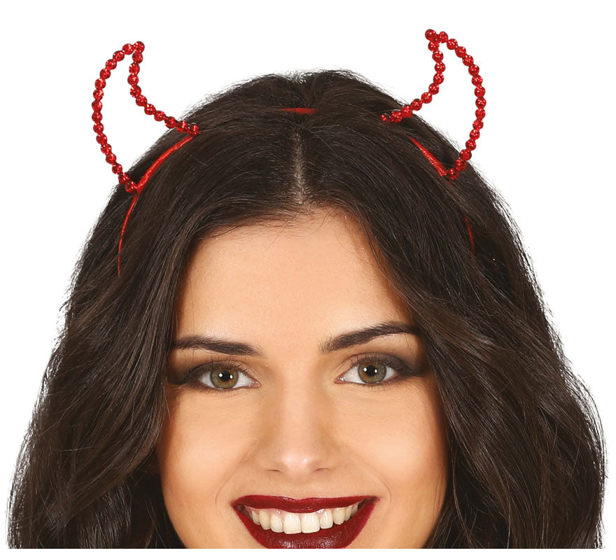Translation missing: pt-PT.Diadema Cuernos Roja de Demonio con Piedras Preciosas