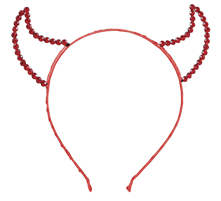 Translation missing: pt-PT.Diadema Cuernos Roja de Demonio con Piedras Preciosas