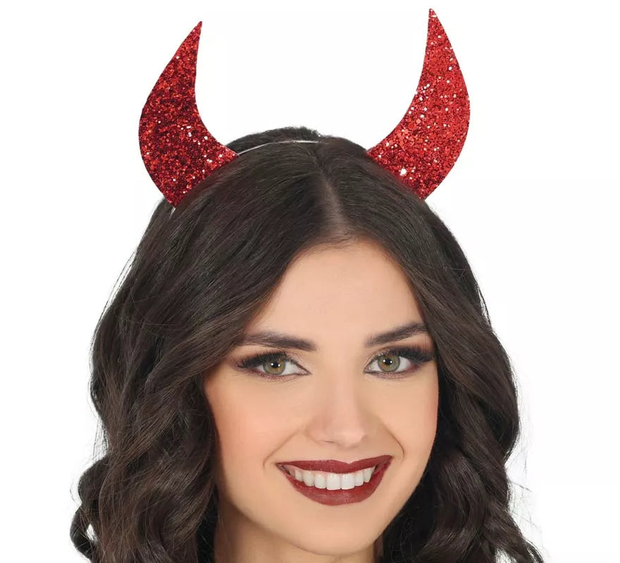 Diadema Cuernos rojo Brillo