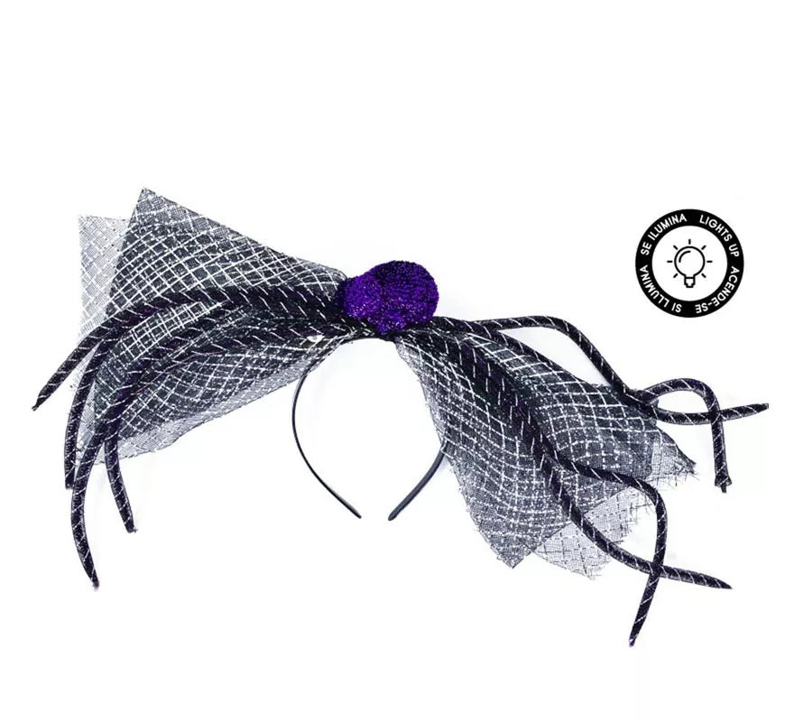 Translation missing: pt-PT.Diadema de Araña negra y morado con luz