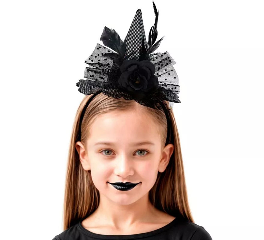 Translation missing: pt-PT.Diadema de Bruja con Rosa negra Infantil