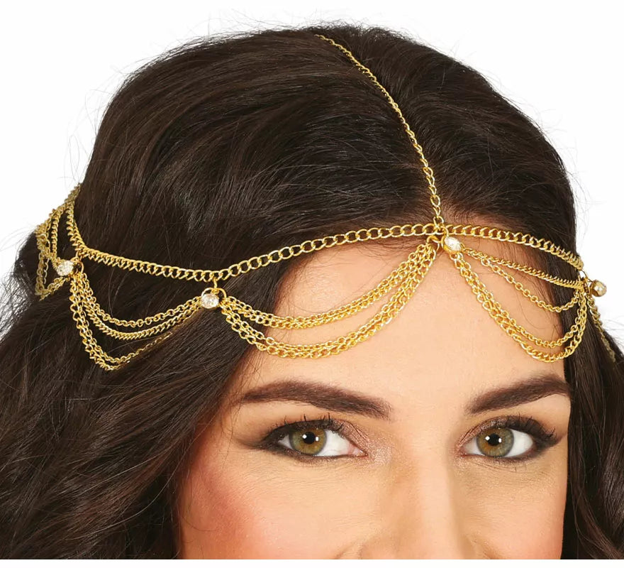 Translation missing: pt-PT.Diadema de Cadena dorada metálica adulto