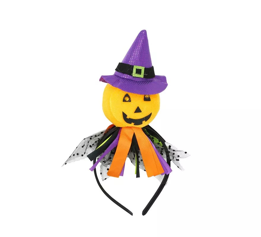 Diadema de Calabaza con Gorro de Bruja