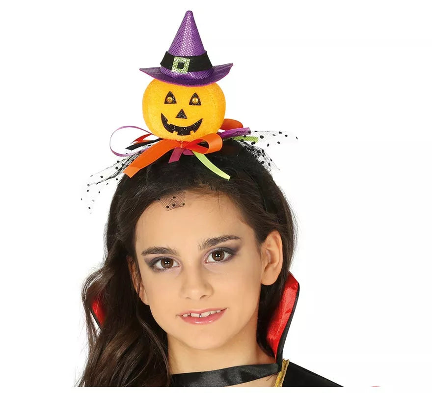 Diadema de Calabaza con Gorro de Bruja