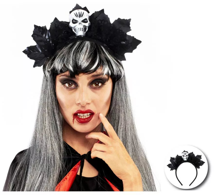 Translation missing: pt-PT.Diadema de Calavera con hojas negras