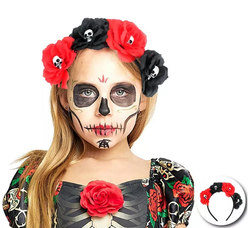 Translation missing: pt-PT.Diadema de Calavera con rosas infantil