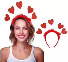 Faixa de cabelo com coração vermelho