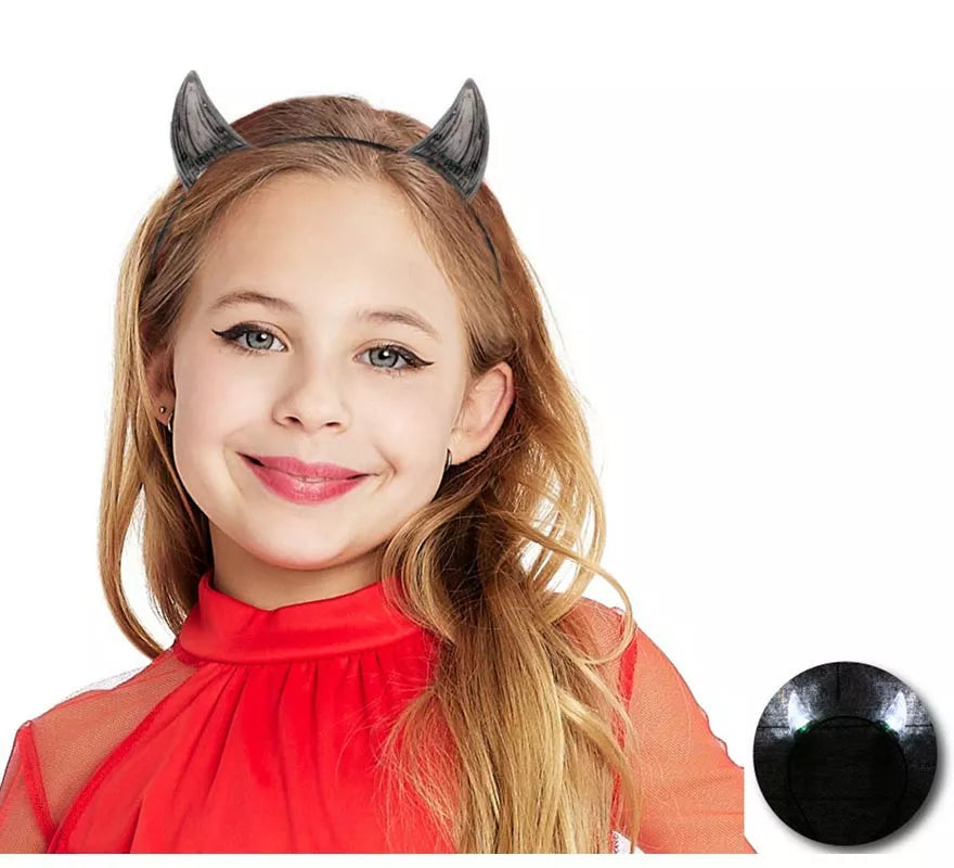 Translation missing: pt-PT.Diadema de Cuernos de Demonio negro con luz infantil