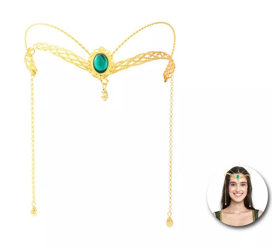 Translation missing: pt-PT.Diadema de Elfa Medieval con piedra verde