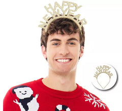 Tiara dourada brilhante de feliz ano novo