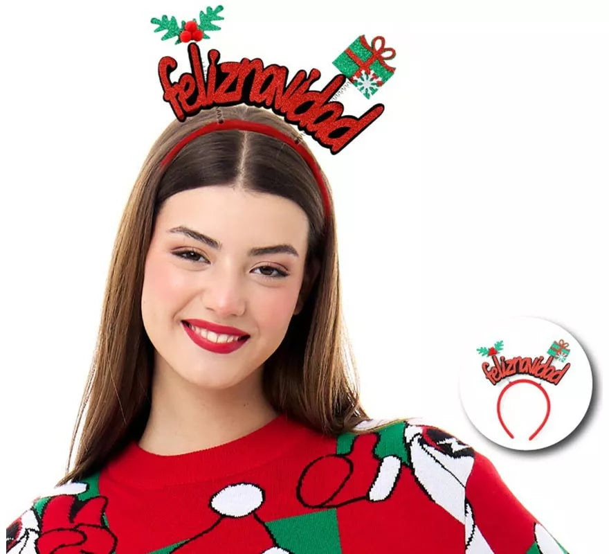 Translation missing: pt-PT.Diadema de Feliz Navidad con caja de regalo